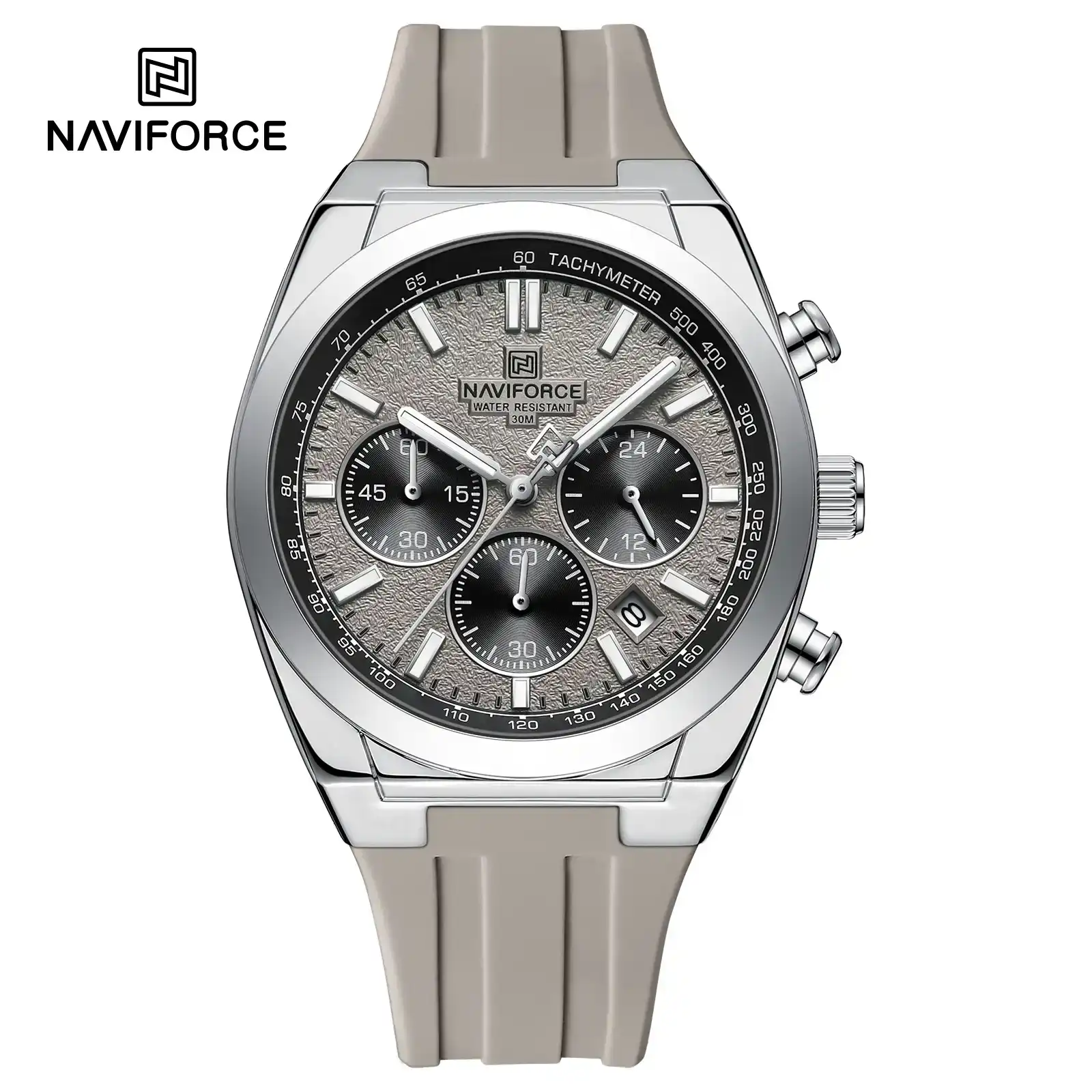 NaviForce NAVIFORCE NF8080 Men's Chronograph Quartz Watch (Silver & Grey Edition) — Men's Watch India