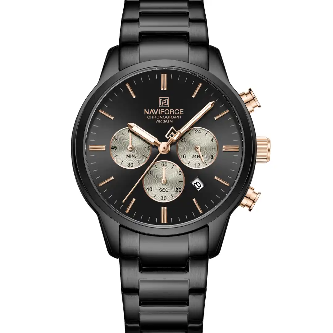 NaviForce NAVIFORCE NF8076 Men's Chronograph Quartz Watch (Brown Rose Gold Edition) — Men's Watch India