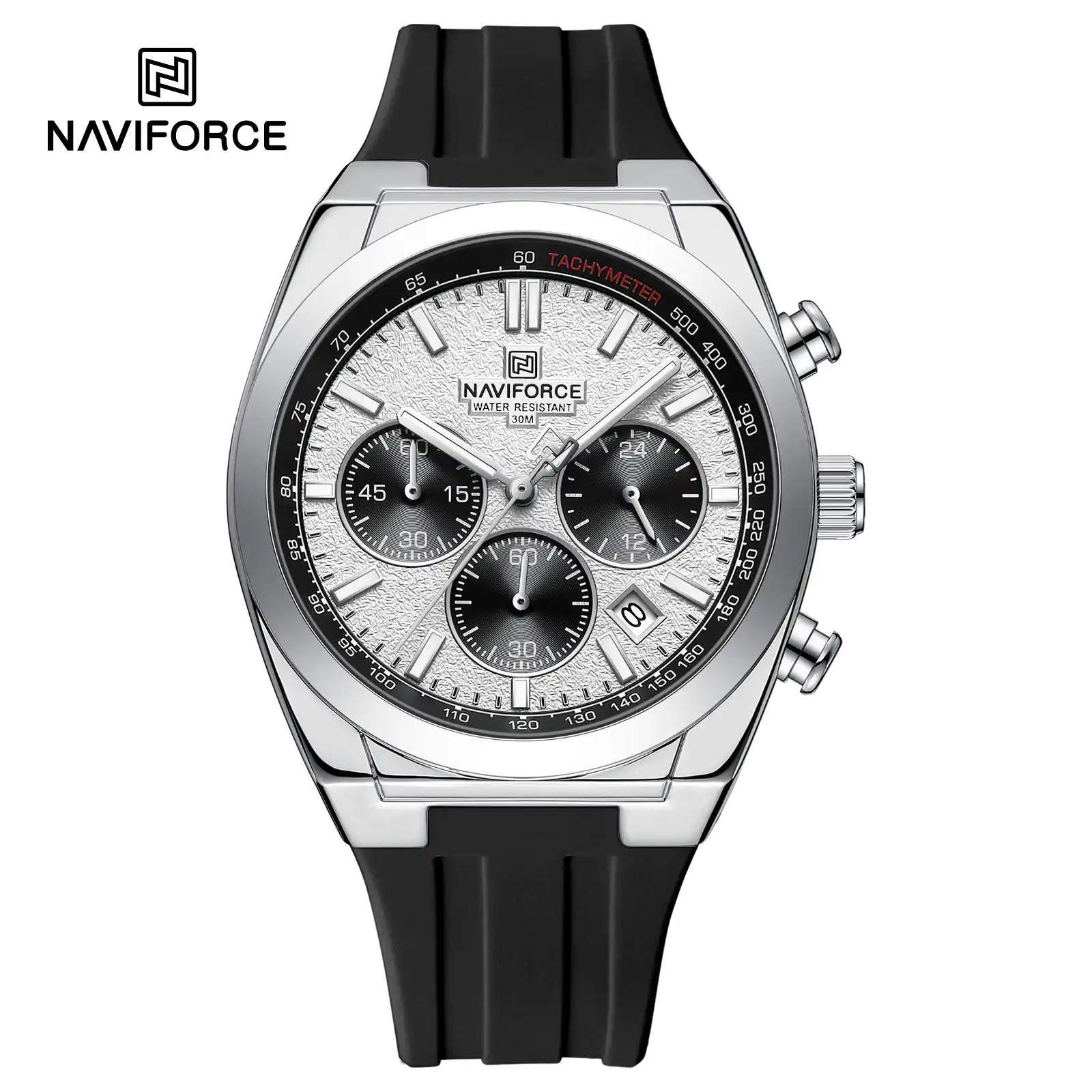 NaviForce NAVIFORCE NF8080 Men's Chronograph Quartz Watch (Silver & White Edition) — Men's Watch India