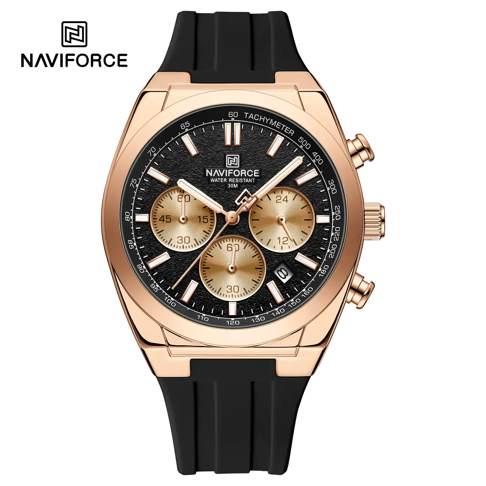 NaviForce NAVIFORCE NF8080 Men's Chronograph Quartz Watch (Rose Gold & Black Edition) — Men's Watch India