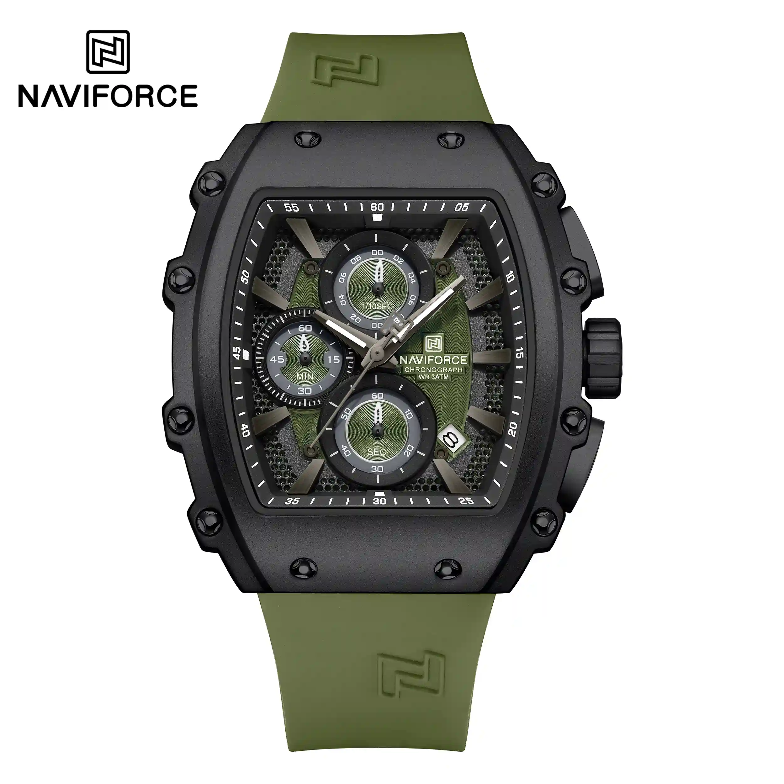 NaviForce NAVIFORCE NF8070 Men's Sport Quartz Watch (Black & Green Edition) — Men's Watch India