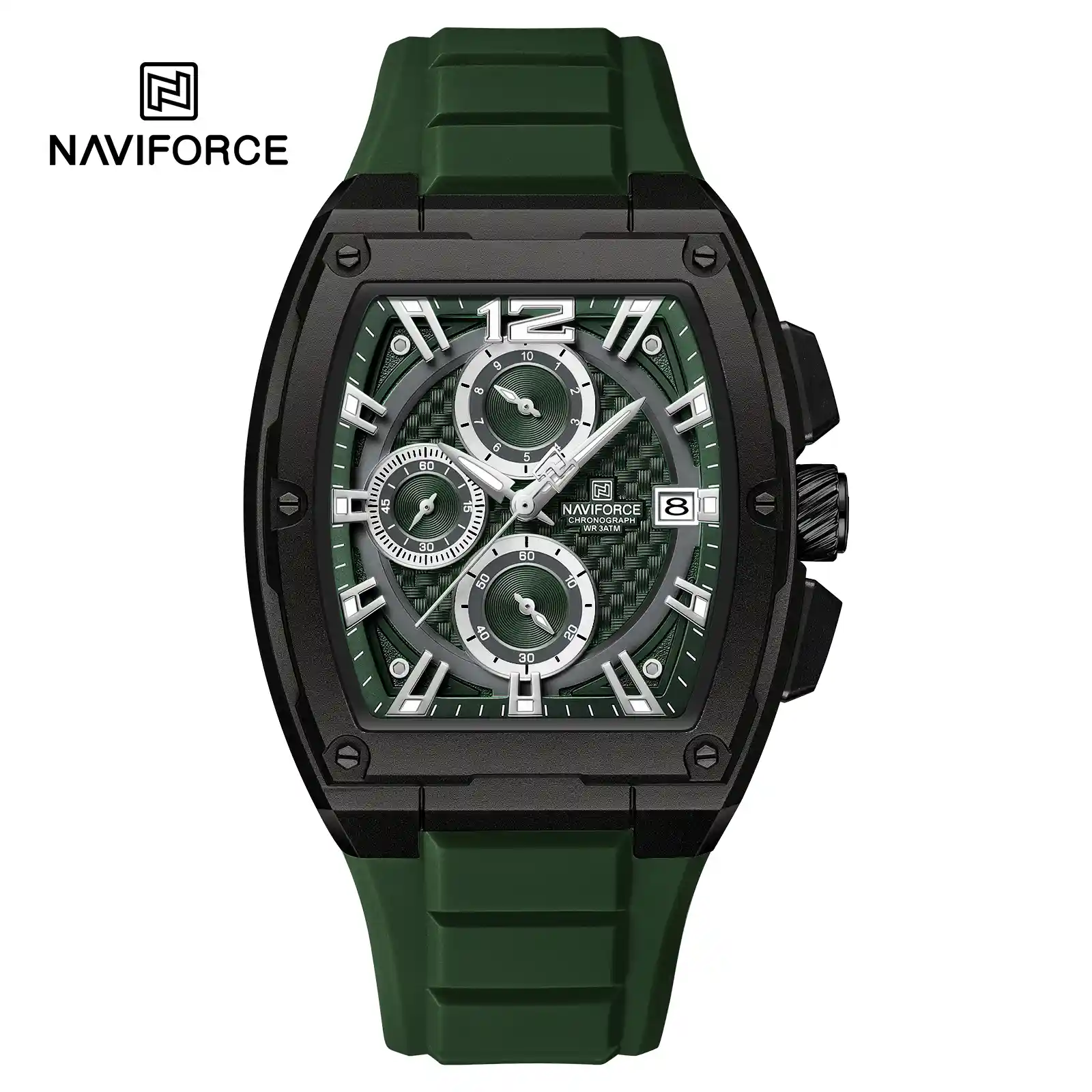 NaviForce NAVIFORCE NF8050 Men's Sport Quartz Watch (Black & Green Edition) — Men's Watch India