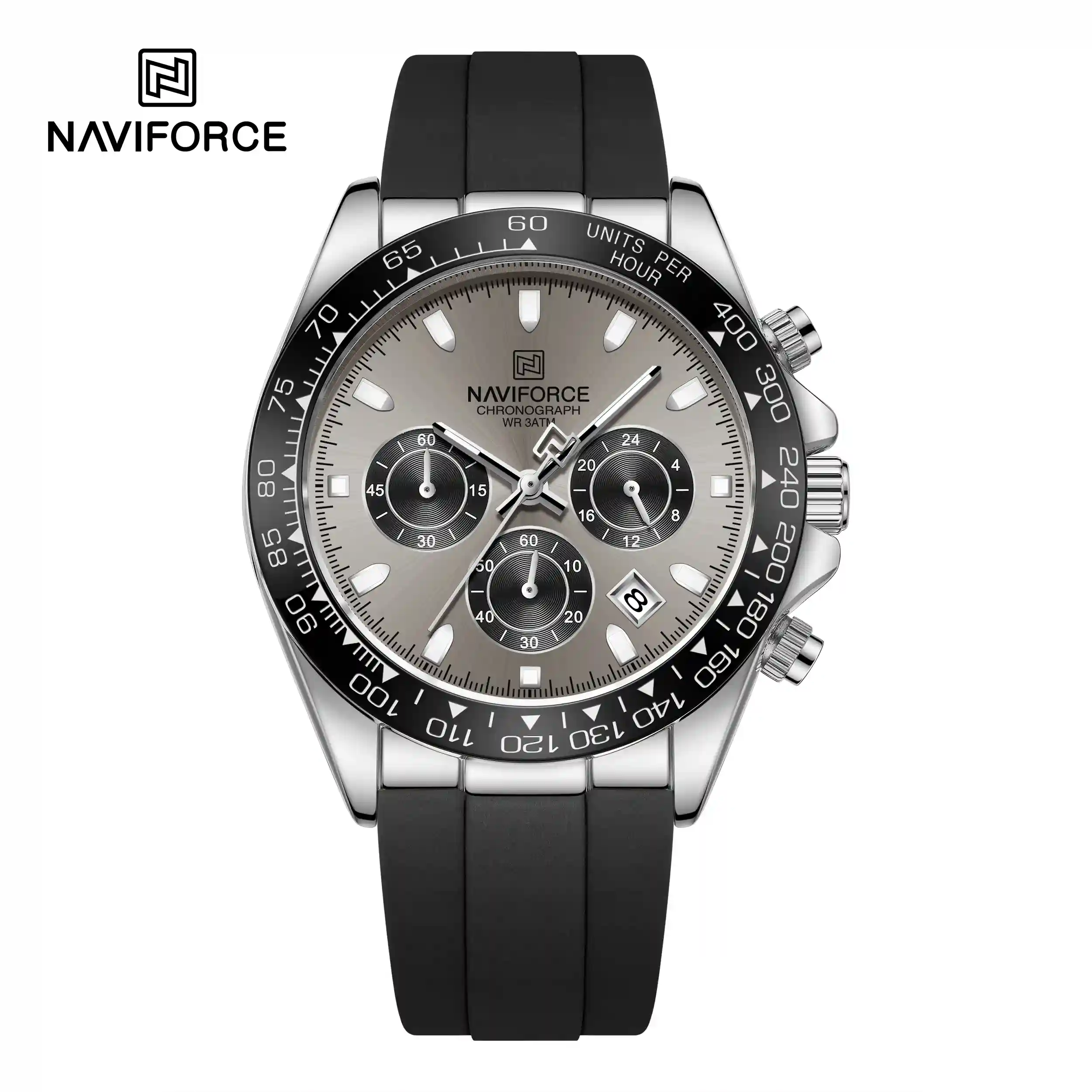 NaviForce NAVIFORCE NF8054 Men's Chronograph Quartz Watch (Silver Grey Edition) — Men's Watch India