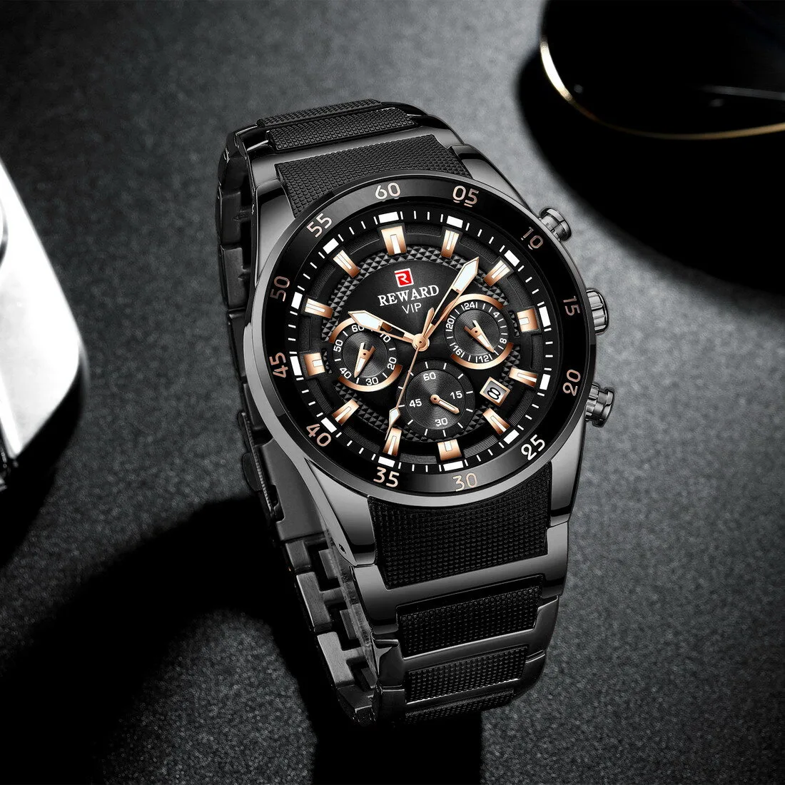 Reward RD81011M Men's Chronograph Quartz Watch (All Black Edition) — Men's Watch India
