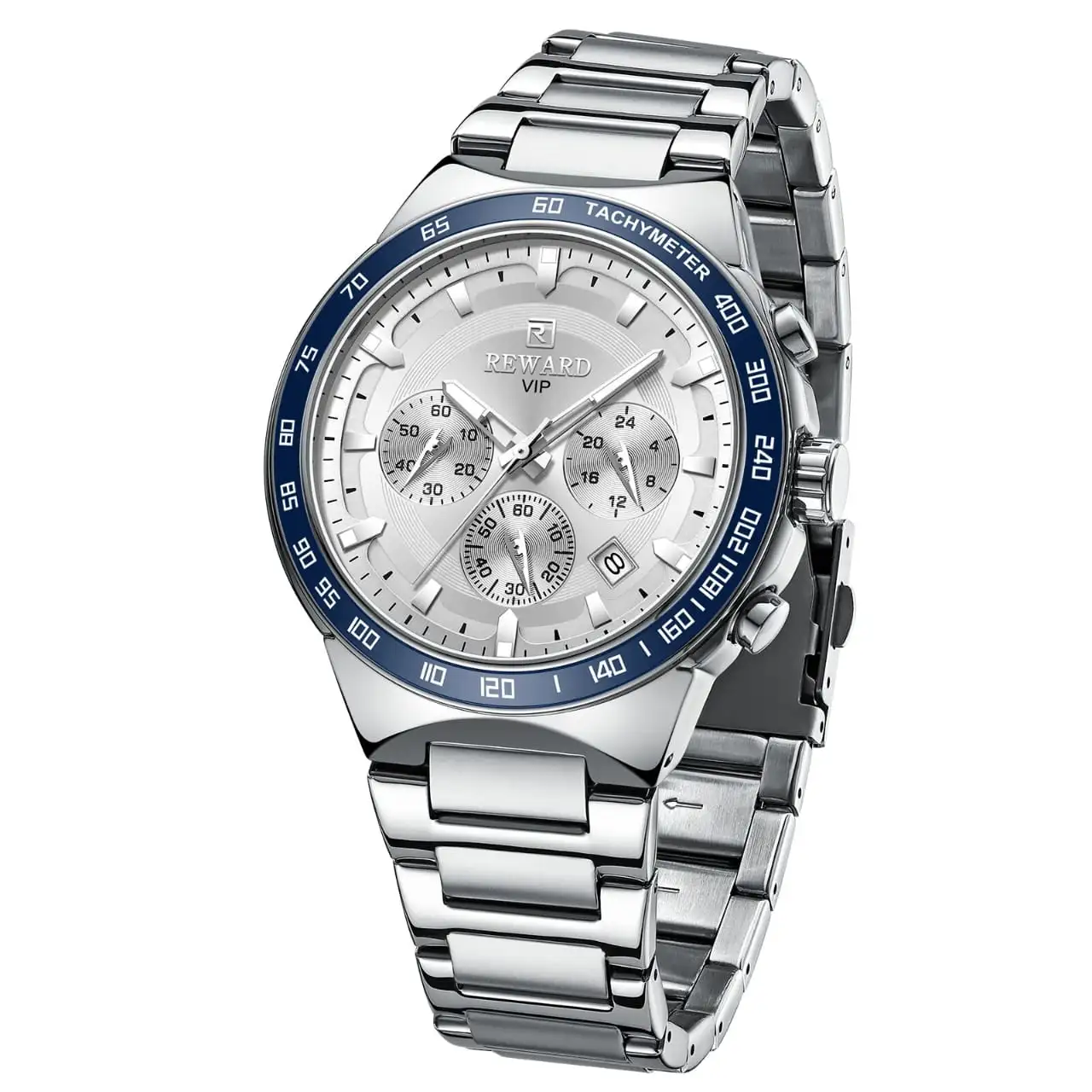 Reward RD81967M Men's Chronograph Quartz Watch (Silver & Blue Edition) — Men's Watch India
