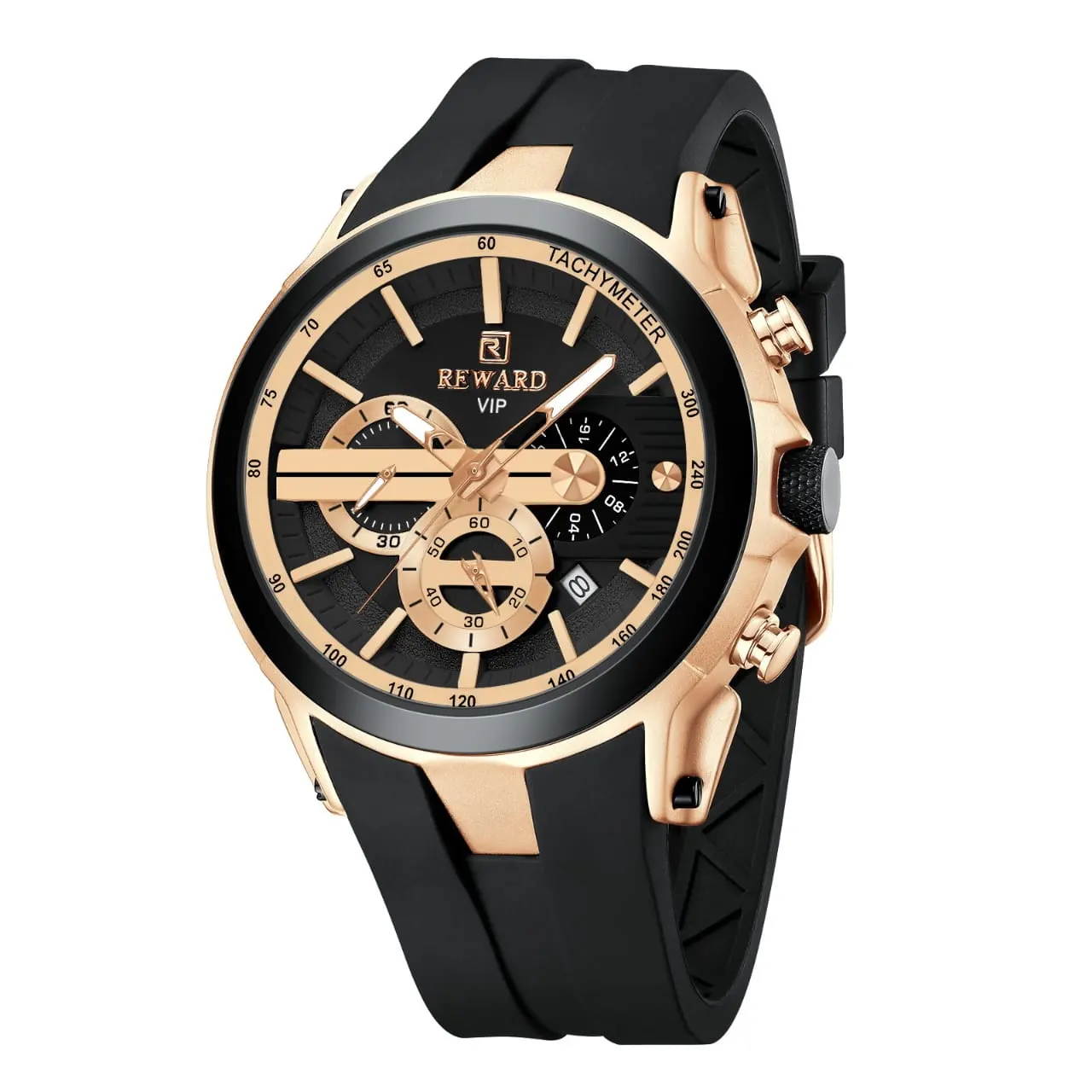 Reward RD83046M Men's Chronograph Quartz Watch (Rose Gold & Black Edition) — Men's Watch India