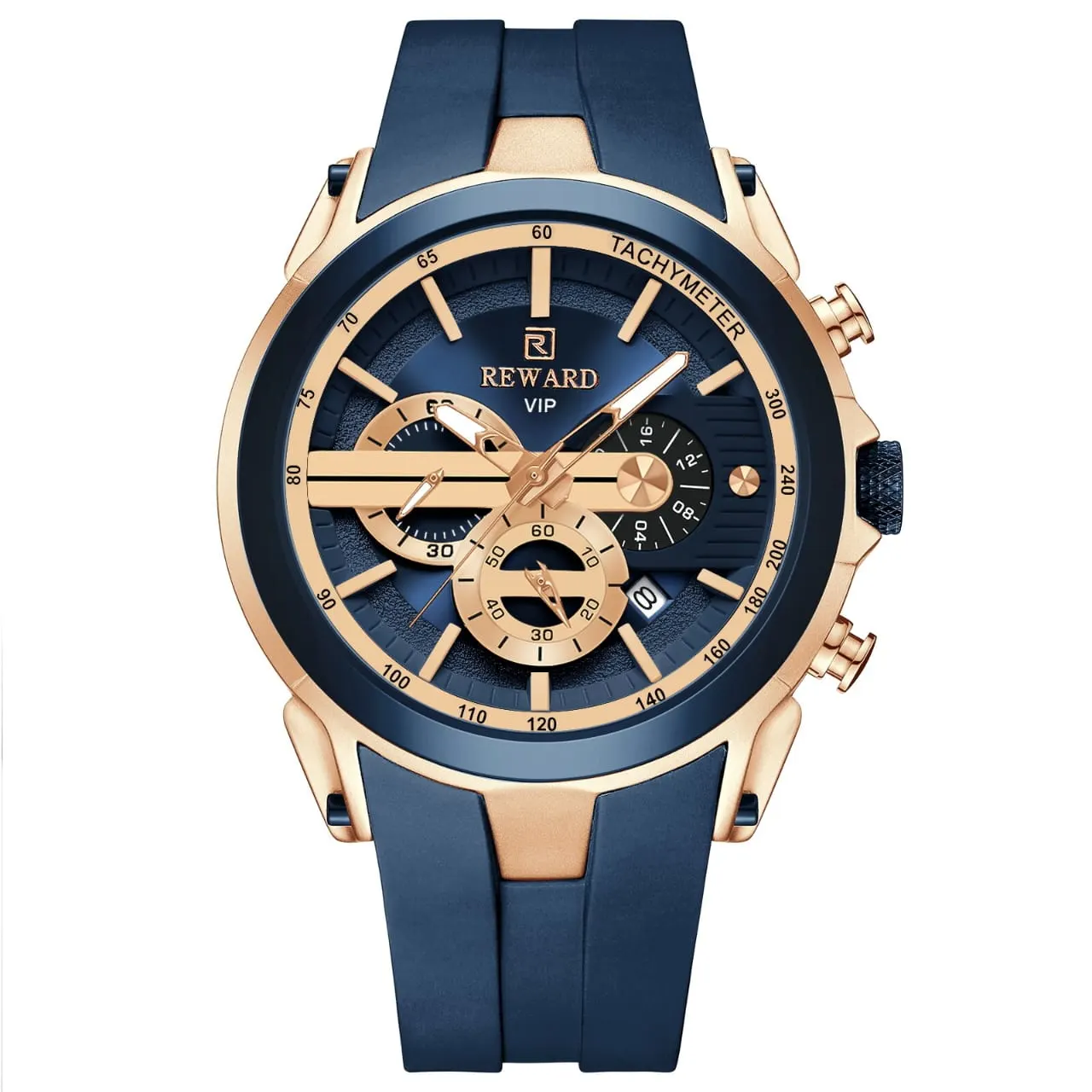 Reward RD83046M Men's Chronograph Quartz Watch (Rose Gold & Blue Edition) — Men's Watch India