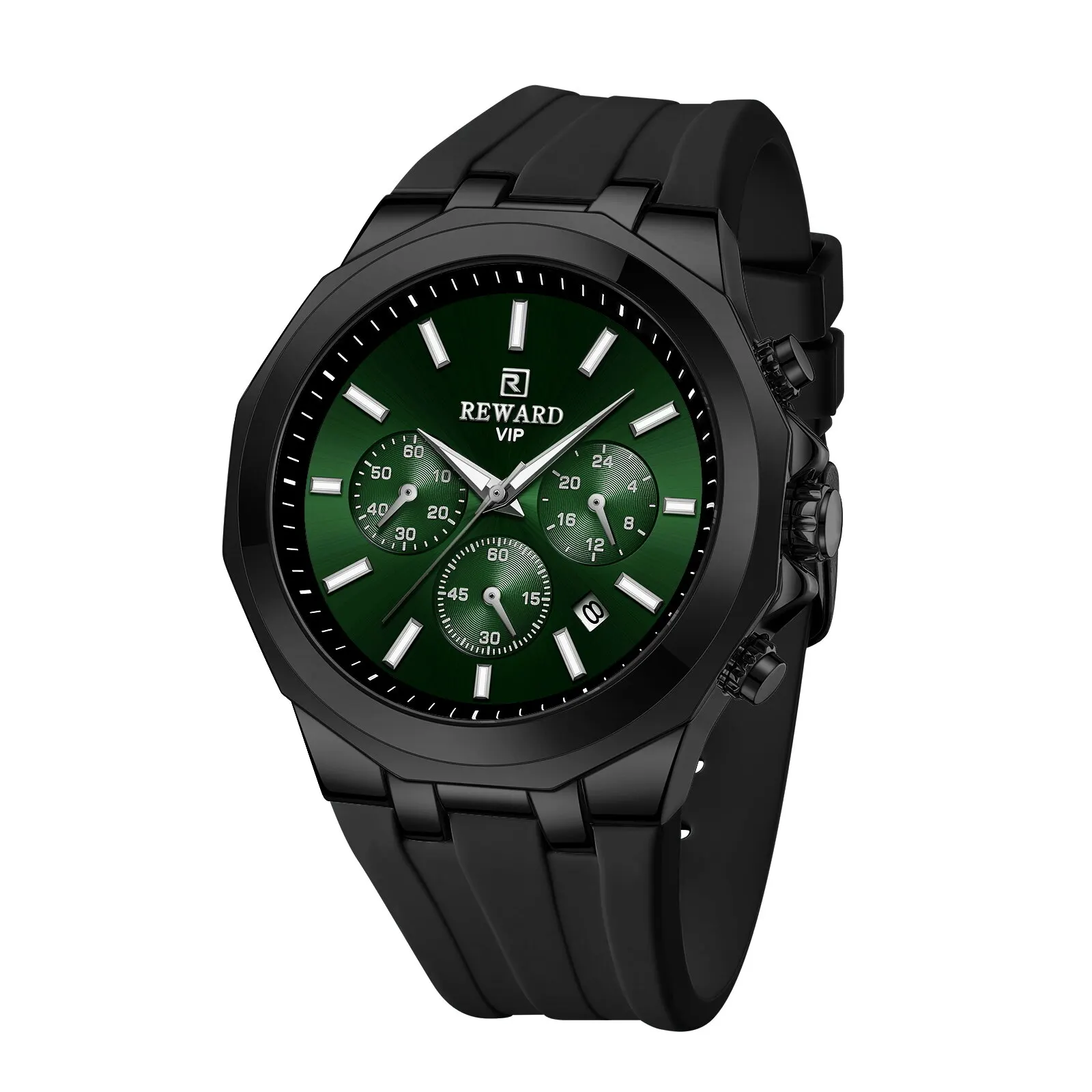 Reward RD83966M Men's Chronograph Quartz Watch (Black & Green Edition) — Men's Watch India