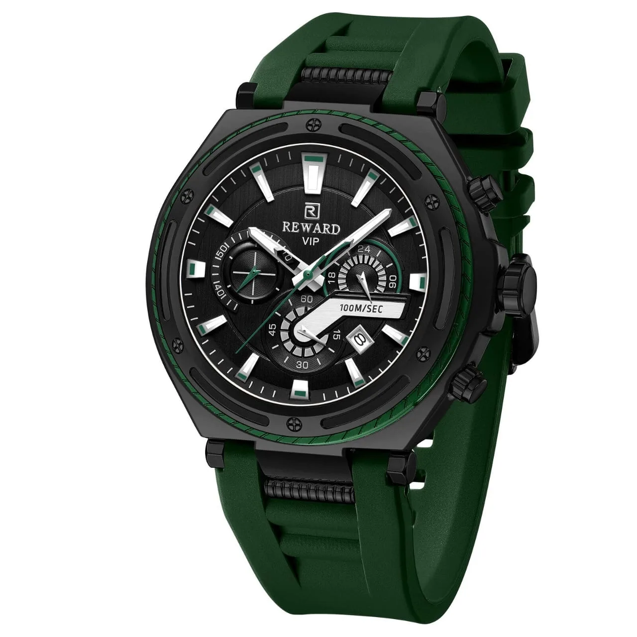 Reward RD831508M Men's Quartz Watch (Black & Green Edition) — Men's Watch India